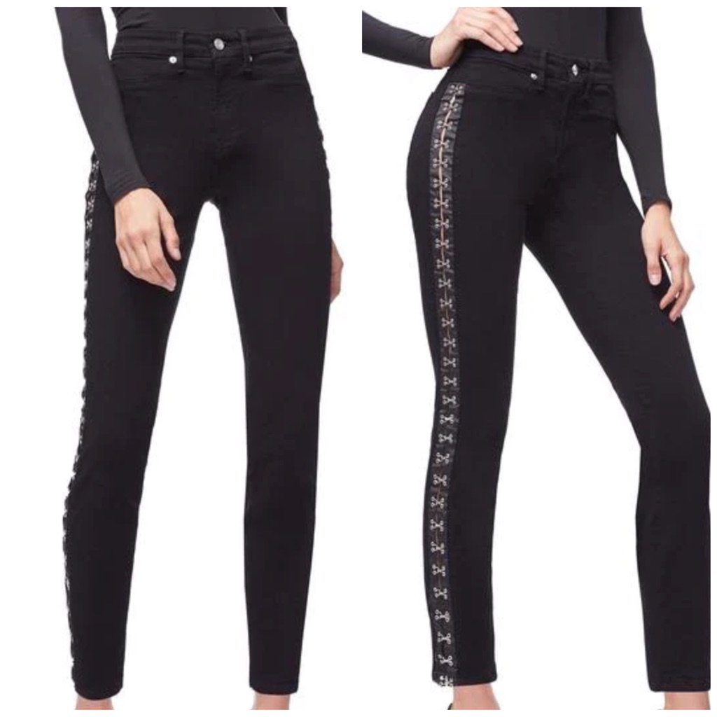 Good American Good Waist Hooked On You Black Skinny Jeans 28/6